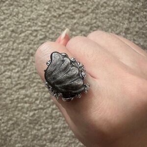 Carved Silver Obsidian Statement